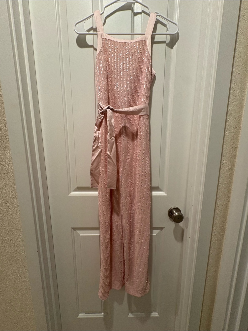 Abercrombie Kids Girls Sequin Belted Jumpsuit | Dusty Mauve | size 13/14 | NWT